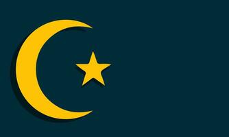 islamic background with moon, star gold and copy space for text. Vector illustration