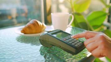 Contactless payment with smartphone. Wireless payment concept video