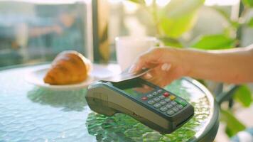 Contactless payment with smartphone. Wireless payment concept video
