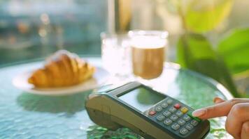 Contactless payment with smartphone. Wireless payment concept video