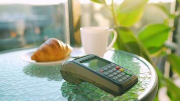 Contactless payment with smartphone. Wireless payment concept video