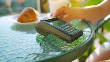 Contactless payment with smartphone. Wireless payment concept video