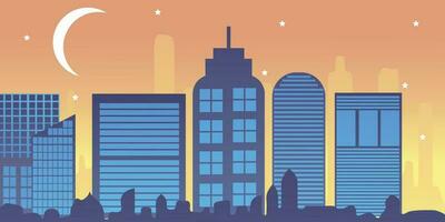 City skyline vector illustration. urban landscape. Daytime city view in flat style.