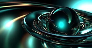 Wavy 3d abstract background with crystal ball. photo