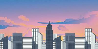 City skyline vector illustration. urban landscape. Daytime city view in flat style.