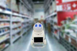 Smart automation robots in factory concept technology in warehouse photo