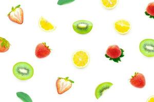 Refreshing Strawberry kiwi and lemon on a white background photo