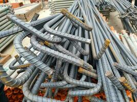 Steel bars are used in the construction industry. photo