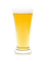 Beer in a glass on white background photo