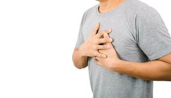 The man holding the chest on the heart Heart disease symptoms photo