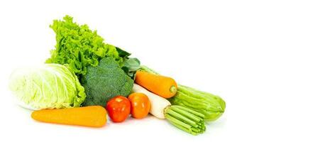 Assorted vegetables radish, tomato, carrot, chinese cabbage, broccoli, bitter gourd, chinese kale on a white background photo