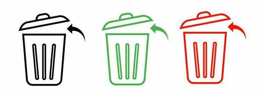 Trash bin icon vector collection. Vector illustration.
