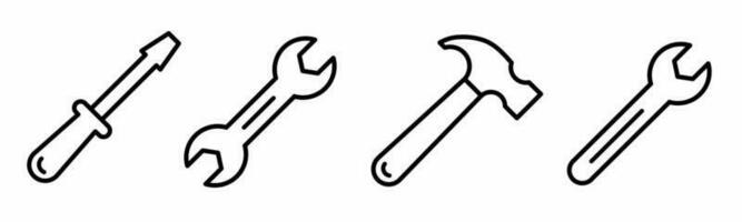 Icon design. Srewdriver, wrench, hammer icon illustration collection. vector