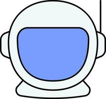 Flat Style Astronaut Helmet Icon In Blue And White Color. vector