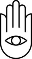 Eye In Hand Line Art Icon Or Symbol. vector