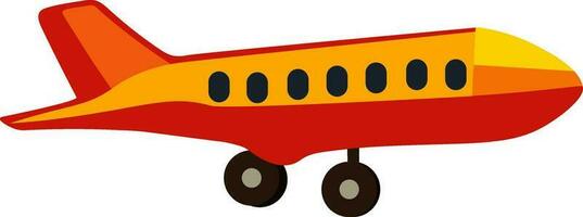 Red And Orange Airplane Icon In Flat Style. vector