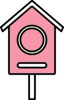 Bird House Icon In Pink And White Color. vector