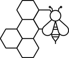 Honey Bee Net Icon In Thin Line Art. vector