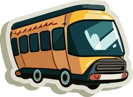 Sticker Bus Icon In Orange Color. vector