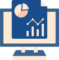 Blue And Peach Color Statistics In Desktop Icon. vector