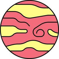 Isolated Venus Planet Flat Icon In Red And Yellow Color. vector