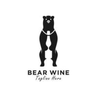 oso vino vector ilustración logo diseño