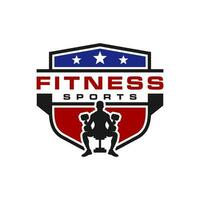 fitness sport shield illustration logo vector