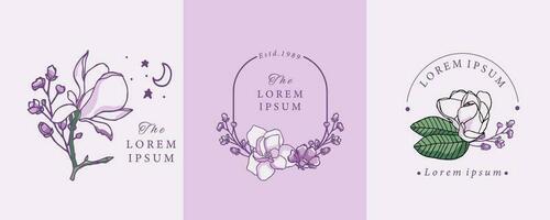 lavender and magnolia design with curve line vector