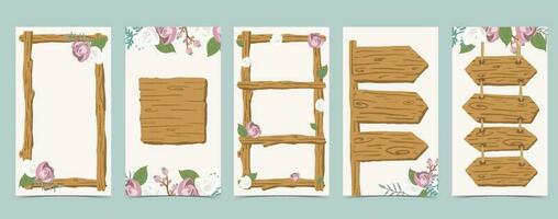 Wood frame collection of safari background.Editable vector illustration for birthday invitation,postcard,social media