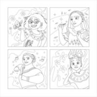 Magic Family Character Coloring Book vector