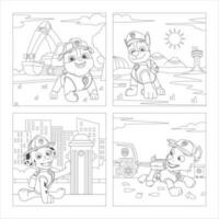 Cute Patrol Dog Themed Children's Coloring Book vector