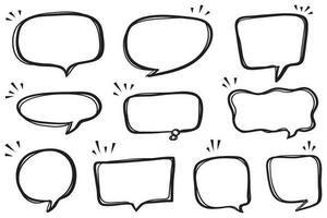 Hand drawn set of speech bubbles isolated . Doodle set element. Vector illustration.