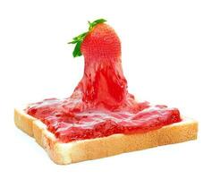 Strawberry jam bread on a white background photo