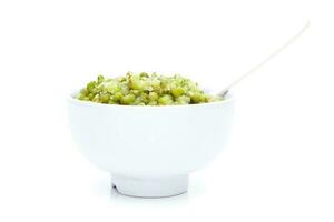 Grains Mung bean Boil sugar in a cup on a white background photo