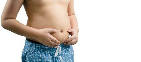 a boy fat obesity white background photo