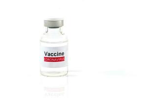 Antiviral vaccine bottle and medical Syringe on a white background photo