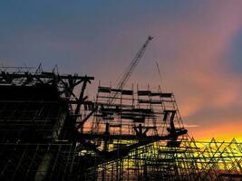 Silhouette building construction bar at the construction site and industrial concept photo