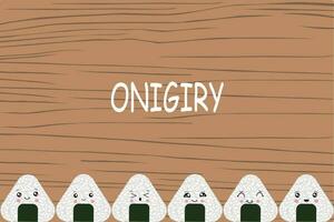 Onigiri vector. Onigiri character design. Vector illustration. Vector