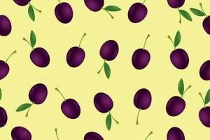 Seamless plum pattern. Vector seamless pattern with plums. Fabric pattern, textile. Vector