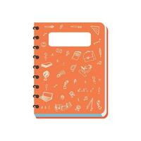 A school notebook with doodle drawings. Vector illustration isolated on a white background.