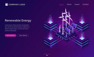 Clean energy, modern power engineering web banner vector