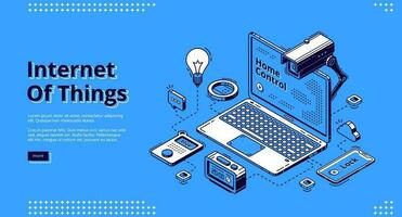 Internet de cosas isométrica web bandera, iot vector