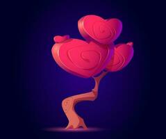 Fantasy tree with hearts shape crown for ui game vector