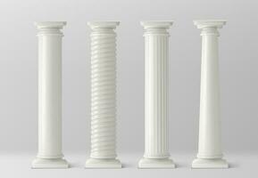 conjunto de columnas antiguas aisladas sobre fondo blanco vector