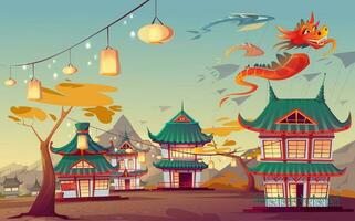 ilustración de Weifang cometa festival en China vector