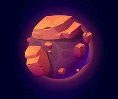 Fantasy space planet with big rocks for ui game vector