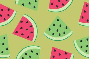 Seamless pattern of watermelon slices. Cute watermelon slice design, seamless wallpaper, background, color background. Vector