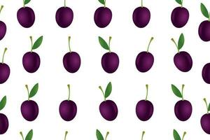 Seamless plum pattern. Vector seamless pattern with plums. Fabric pattern, textile. Vector