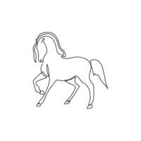 Continuous one line drawing. Horse logo. Black and white vector illustration. Concept for logo, card, banner, poster, flyer. Vector illustration