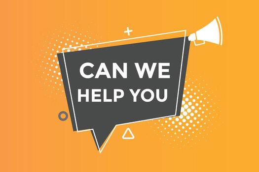 Can we help you button web banner templates. Vector Illustration